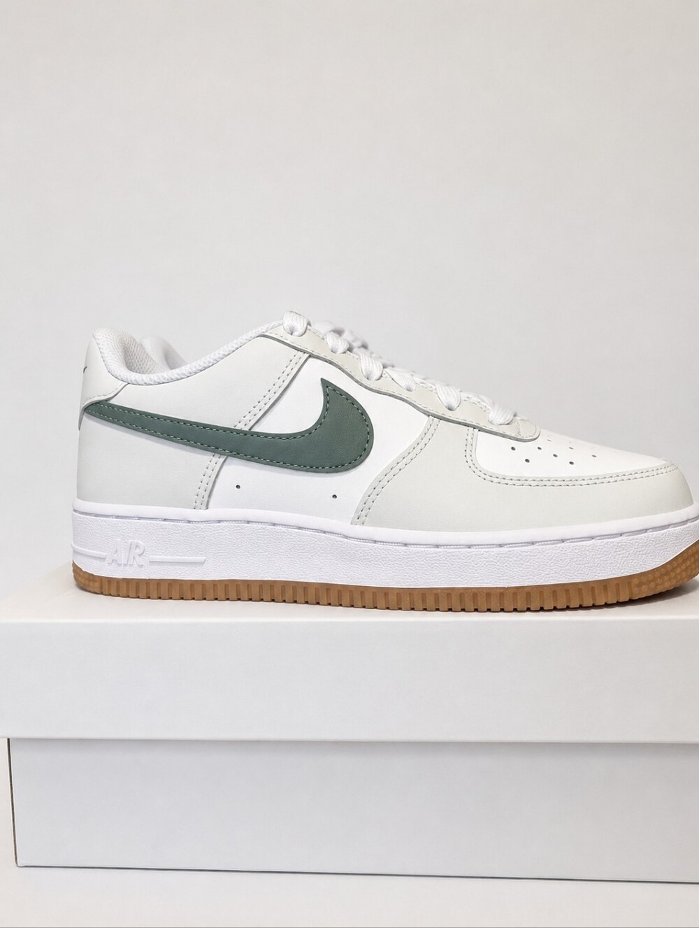 Nike Air Force 1 White Low-Top Sneakers with Grey Swoosh.   *5 Youth Or 6 Women